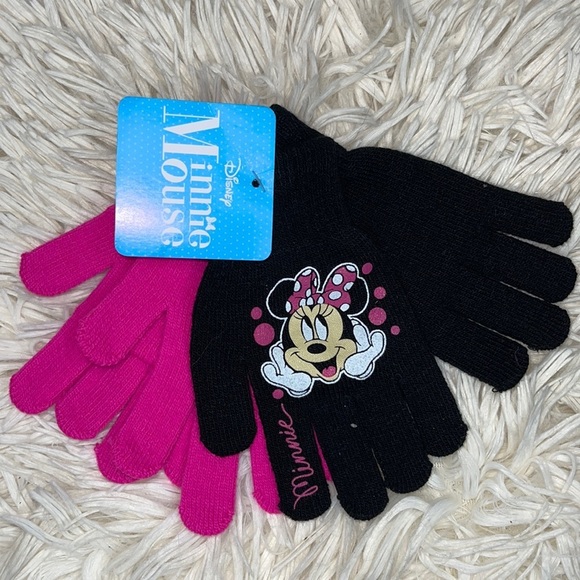 Girls Minnie Mouse 2 Pairs Gloves - Picture 1 of 1